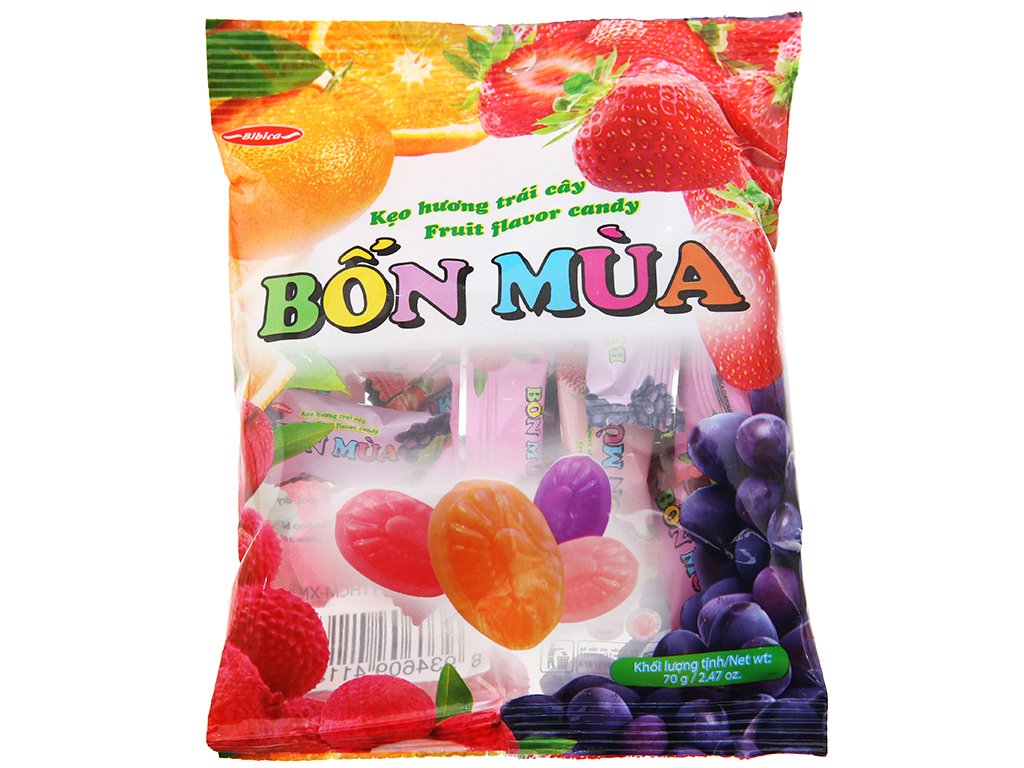 Kẹo hương trái cây Bốn Mùa gói 70g