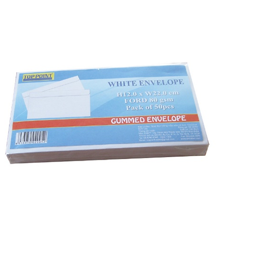 Bao Thư Trắng Toppoint 12 x 22 Có Keo (50 Cái)