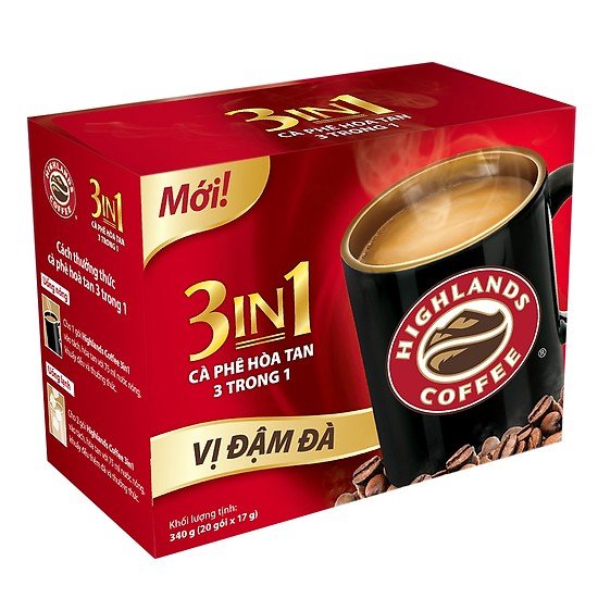 Cà Phê Highlands Coffee 3in1 Hòa Tan (20 Gói x 17g)