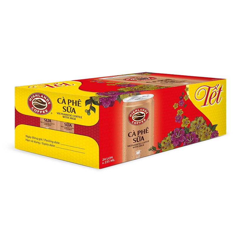 Thùng 24 Lon Cà Phê Sữa Đá Highlands Coffee (235ml)