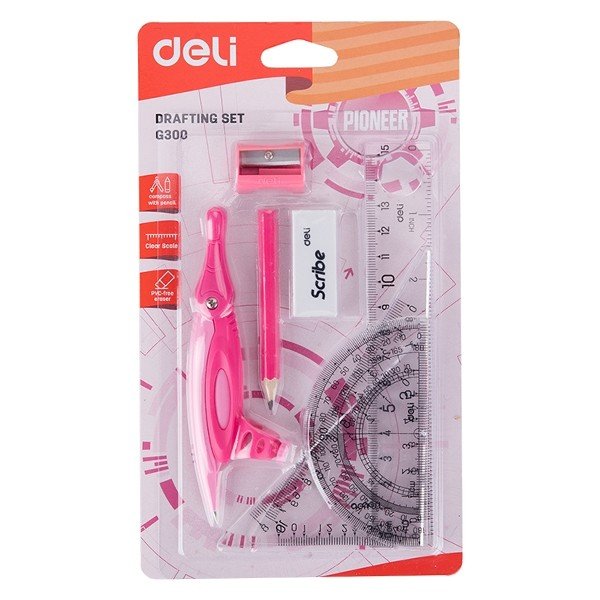 Bộ Dụng Cụ Học Sinh 8 Món Deli G30001 - Màu Hồng