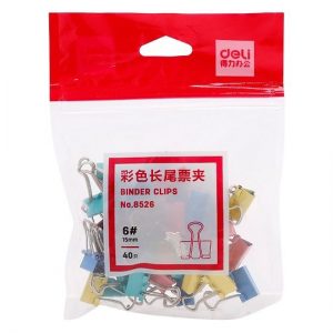 Túi 40 Kẹp 6 Màu Deli 8526 - 15mm