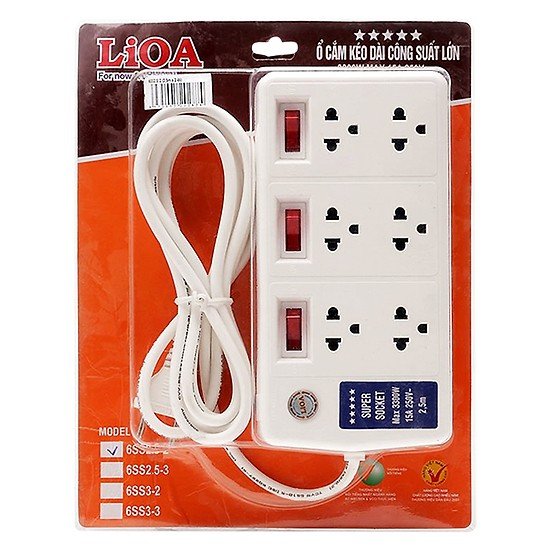 Ổ Cắm Điện Lioa Công Suất Lớn 6D 2.5m