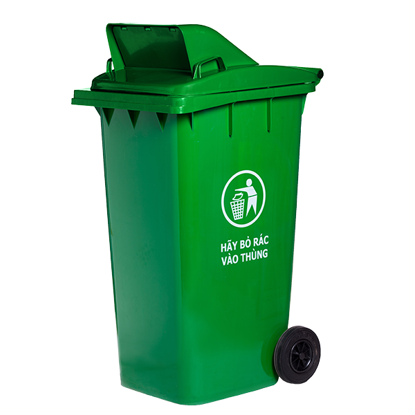 Thùng rác công cộng nắp kín 2 bánh xe - 240 lít